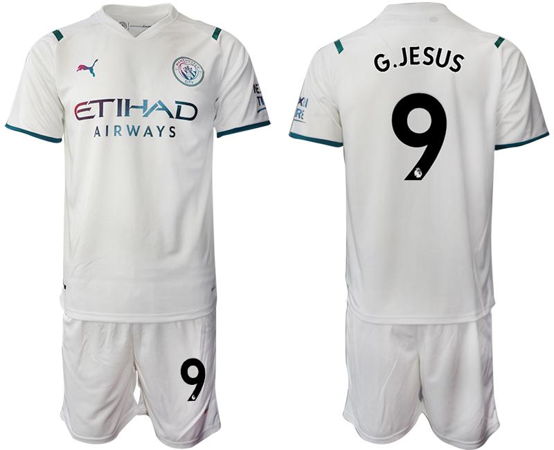Men 2021-2022 Club Manchester City away White #9 Soccer Jersey
